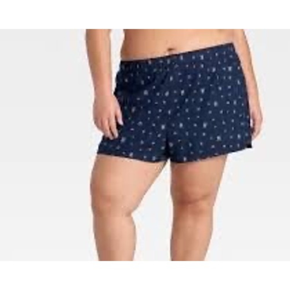 Wild Fable Navy Floral Brushed Cotton‎ Boxer Shorts Foldover Waistband XS